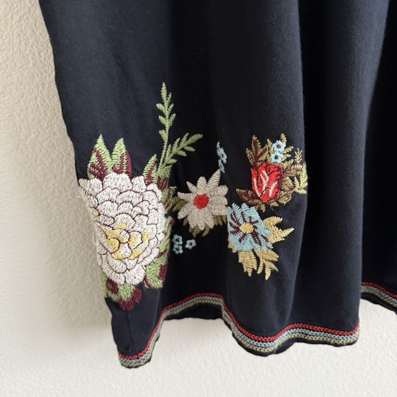 Johnny Was Black Knit Embroidered Mini Dress Womens XS Boho Vacation Summer - Picture 6 of 10